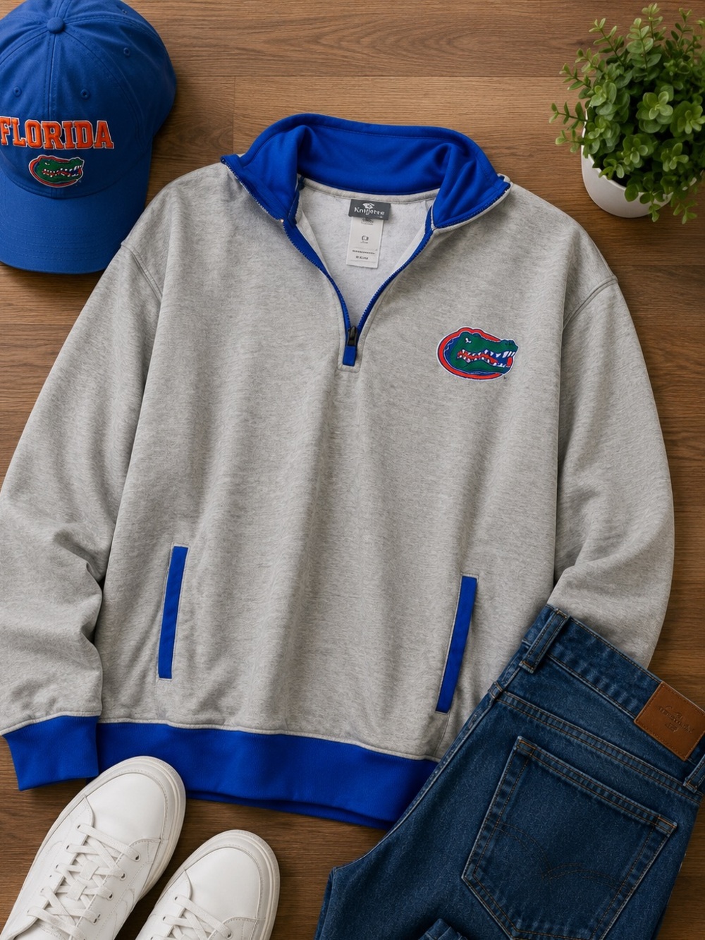 Knights Apparel Florida Gator Gray and Blue Pullover